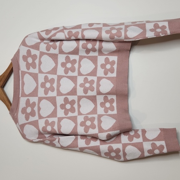 Debut Pink and White Heart and Flower Sweater - Picture 4 of 5